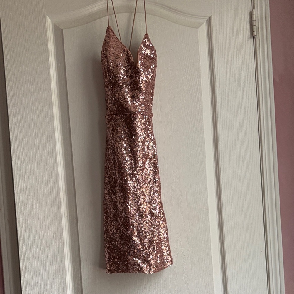 Elegant Sequin Rose Gold Dress